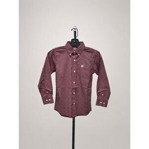 Cinch Boys Geometric Western Button Down Shirt NWT XS 4-5 Red Black